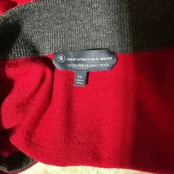 New Hart Schaffner Marx Sweater Pullover Men 2XL Deep Red Wool Knit 1/4 Zipper - Picture 7 of 16
